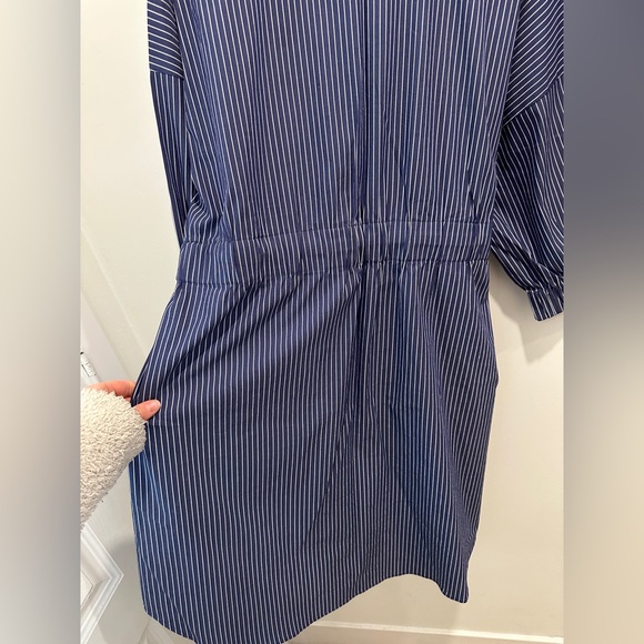 Zara Striped Blue Button-Up Dress size XXL puff sleeve tunic - Picture 11 of 16